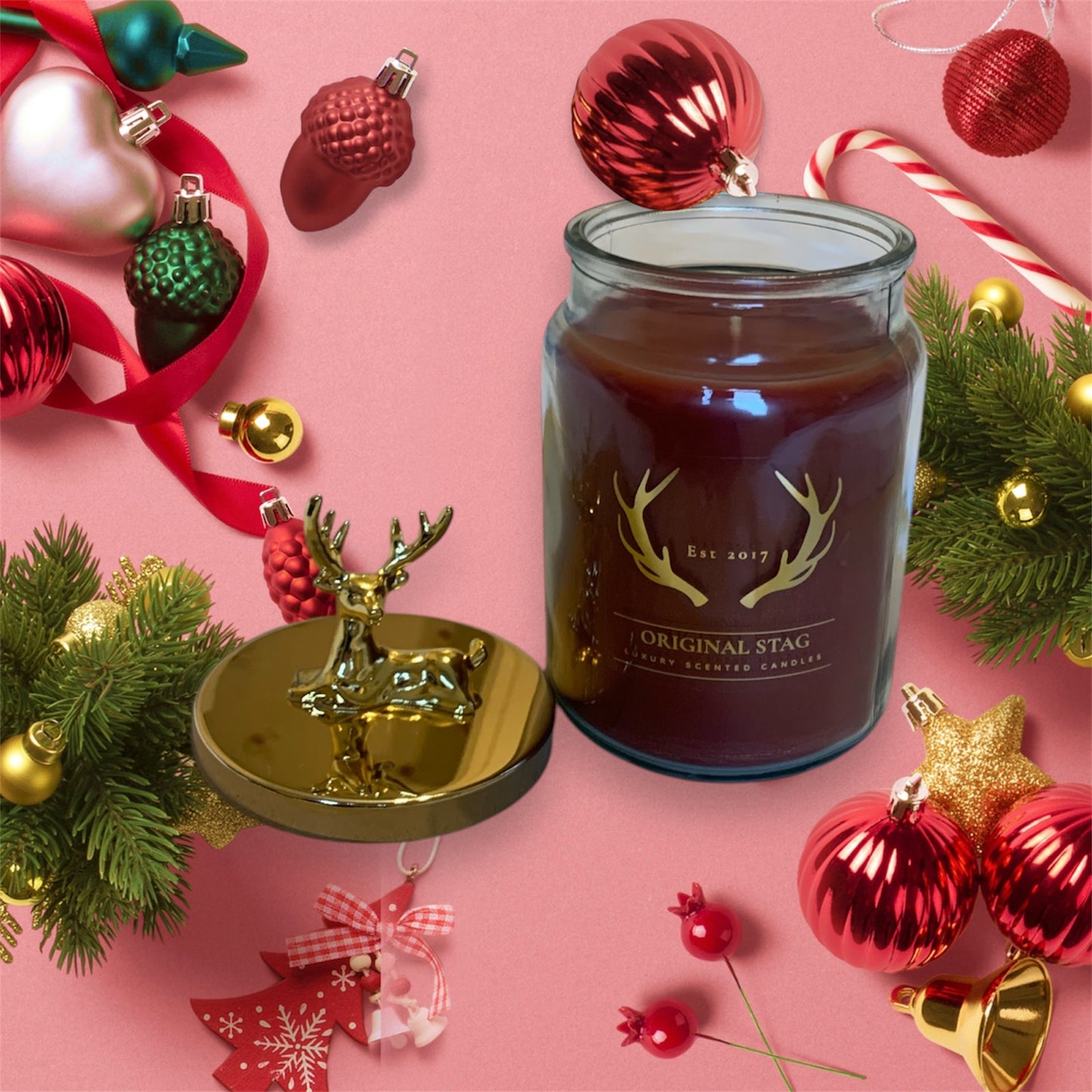 Embrace the Cozy Spirit of the Holidays with Our Luxury Gingerbread Stag Candle | 95 Hours Burn Time