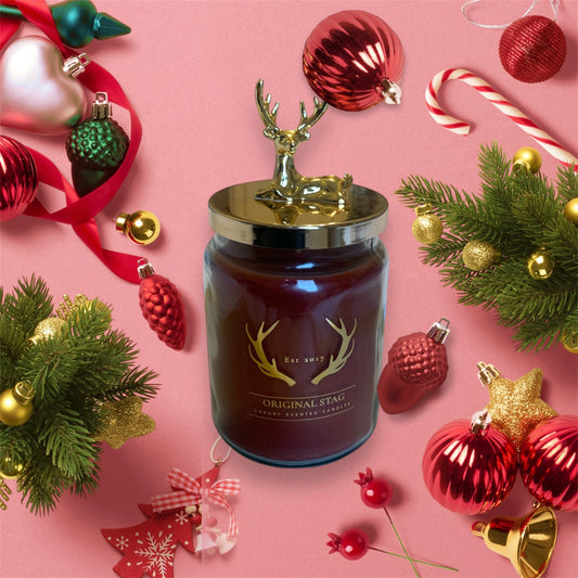 Embrace the Cozy Spirit of the Holidays with Our Luxury Gingerbread Stag Candle | 95 Hours Burn Time