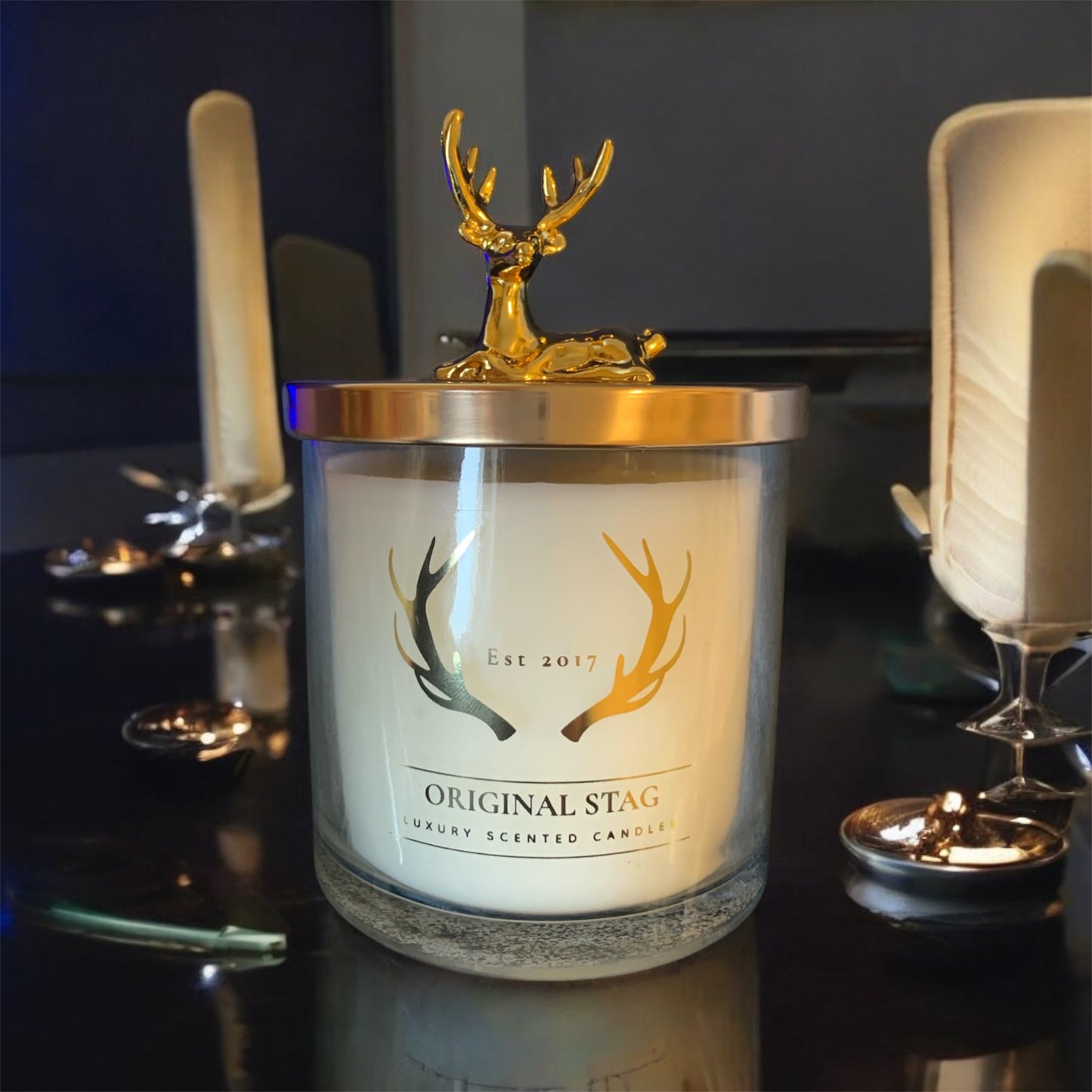 Midnight Orchid Home Stag Candle – 380g | Double Wick | 40 Hours Burn Time