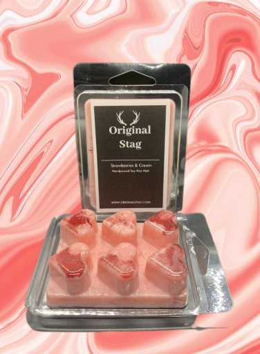 Indulge in the Sweet and Creamy Aroma of Strawberries and Cream with Our Handcrafted Wax Melts - Perfect for Adding a Touch of Luxury to Your Home